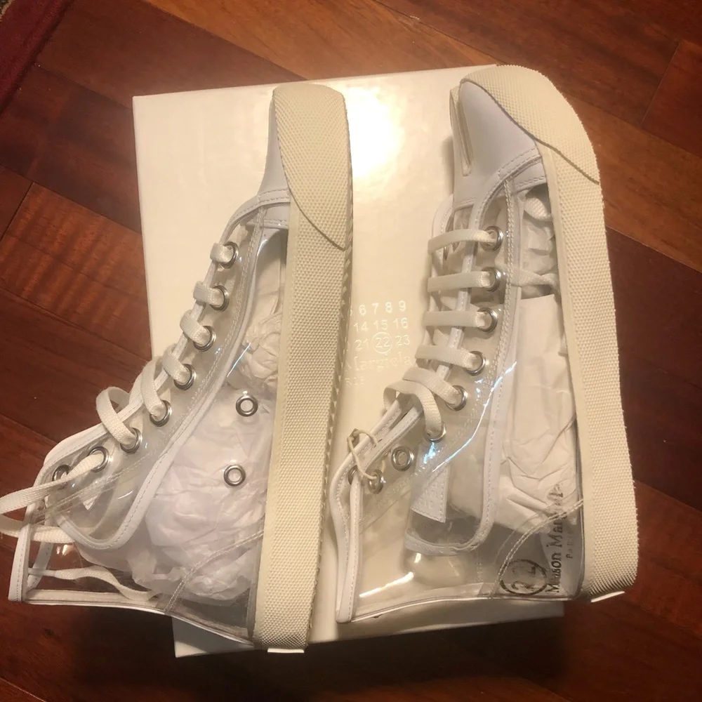 MAISON MARGIELA Tabi Leather-trimmed Pvc Split-toe Sneakers In Clear